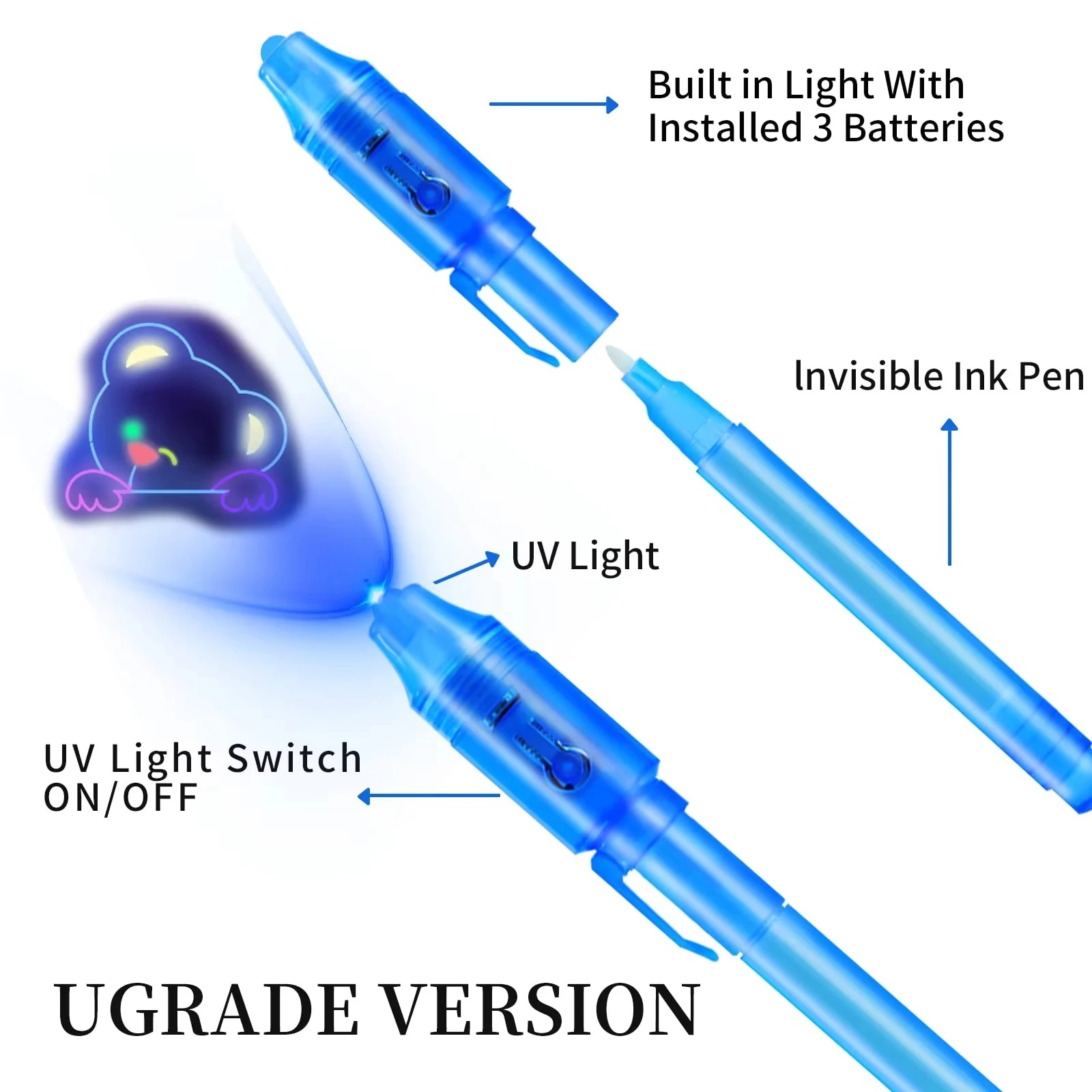 10Pcs 보이지 않는 잉크 펜 매직 펜 UV 라이트 매직 마커 어린이를위한 파티 호의품 교실 상품 장난감 선물