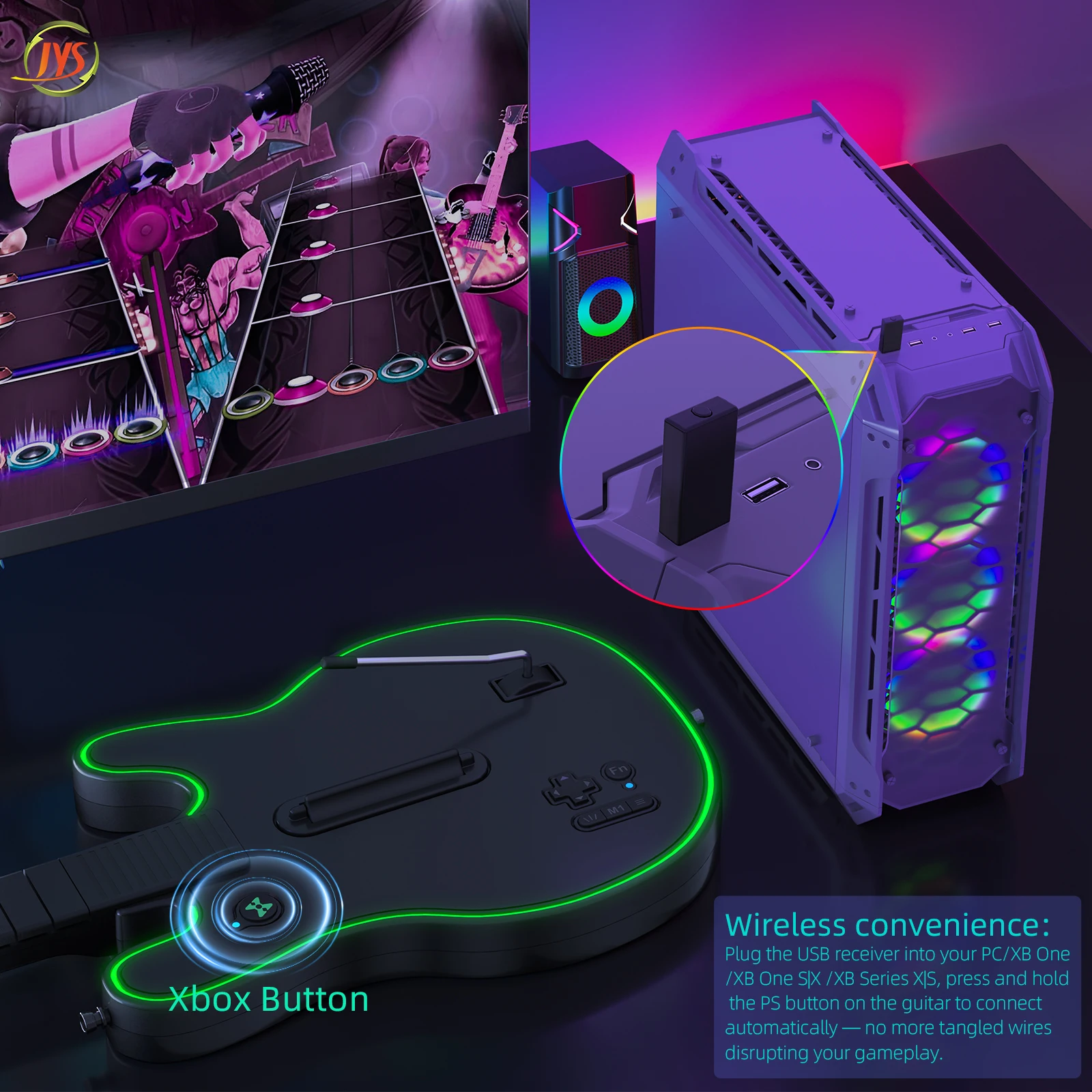 JYS-X150 Multi-platform 2.4G wireless guitar game console For xbox one / S Xbox Series X/S PC Controller RGB light