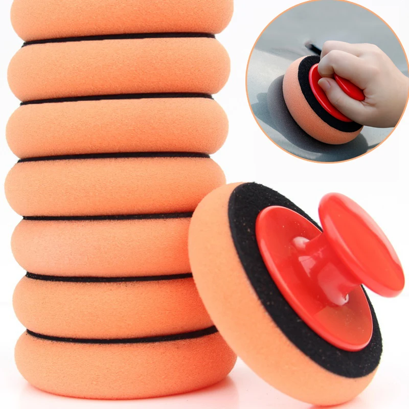 

8PCs Car Waxing Sponge Polish Pads Handle High Density Buffing Wipe Polisher Kit Polishing Cleaning Sponge Car Cleaning Tools