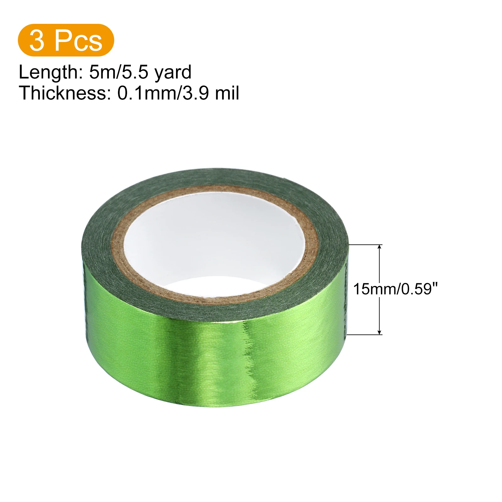 3 Roll 15mmx5m Metallic Washi Tape Mirror Masking Foil Sticker Self Adhesive Sticker Label Stationery for DIY Art Craft Wrapping 2