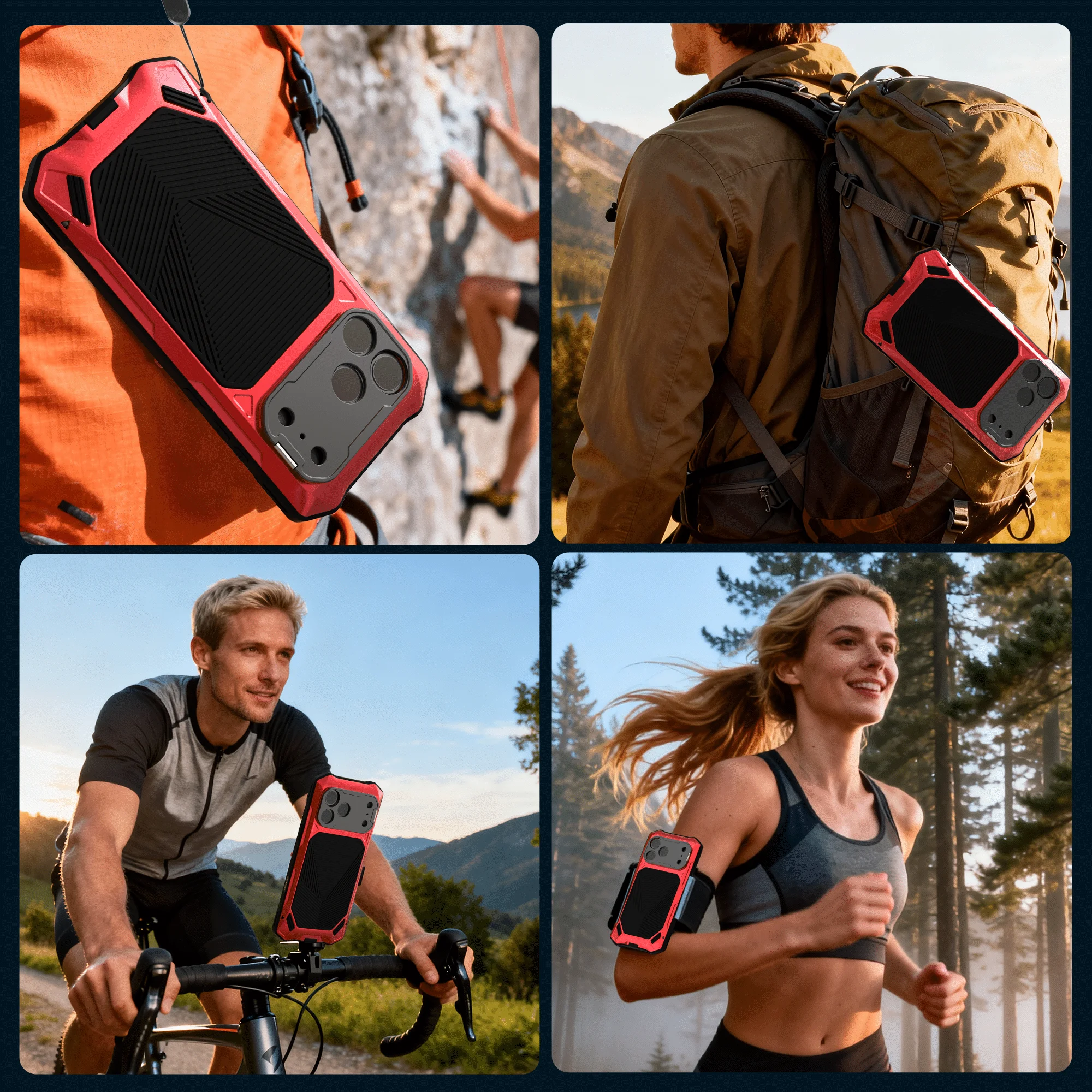 Premium Air Metal Case with Built-in Tempered Glass & Camera Stand - Heavy Duty Full Body Shockproof Cover