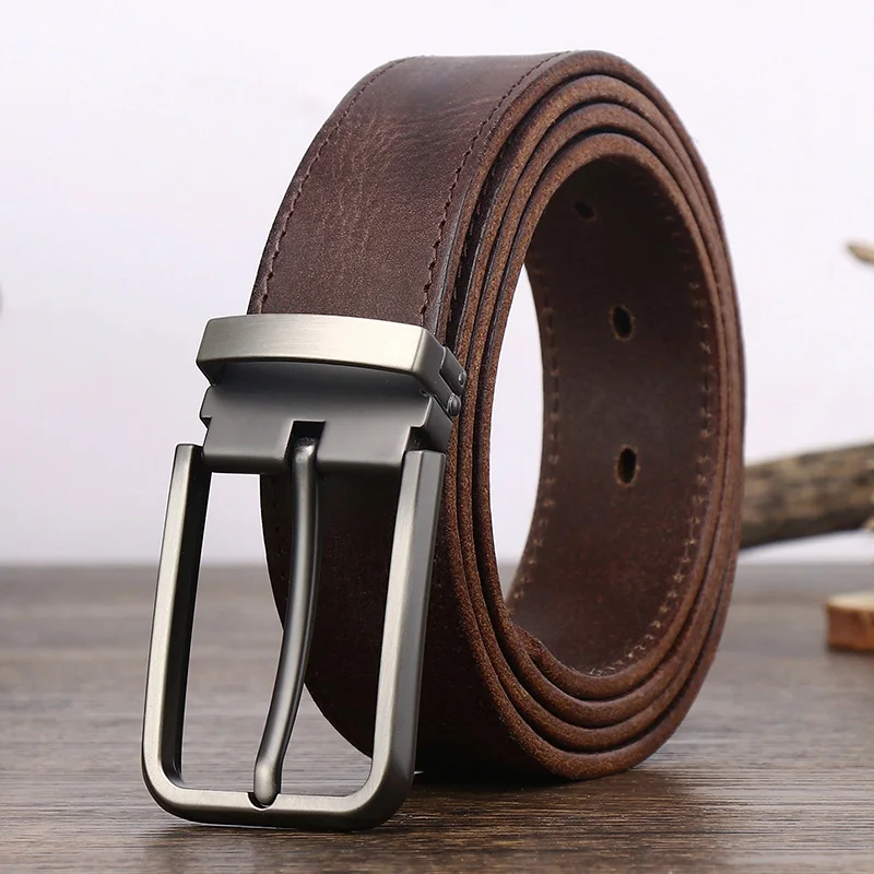 3.3cm Wide Cowhide Leather For men  Belt Personality Retro  Pin buckle Jeans Youth Men's Belts Gift Genuine Leather Man