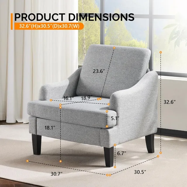 Linen Fabric Accent Chair Set 2