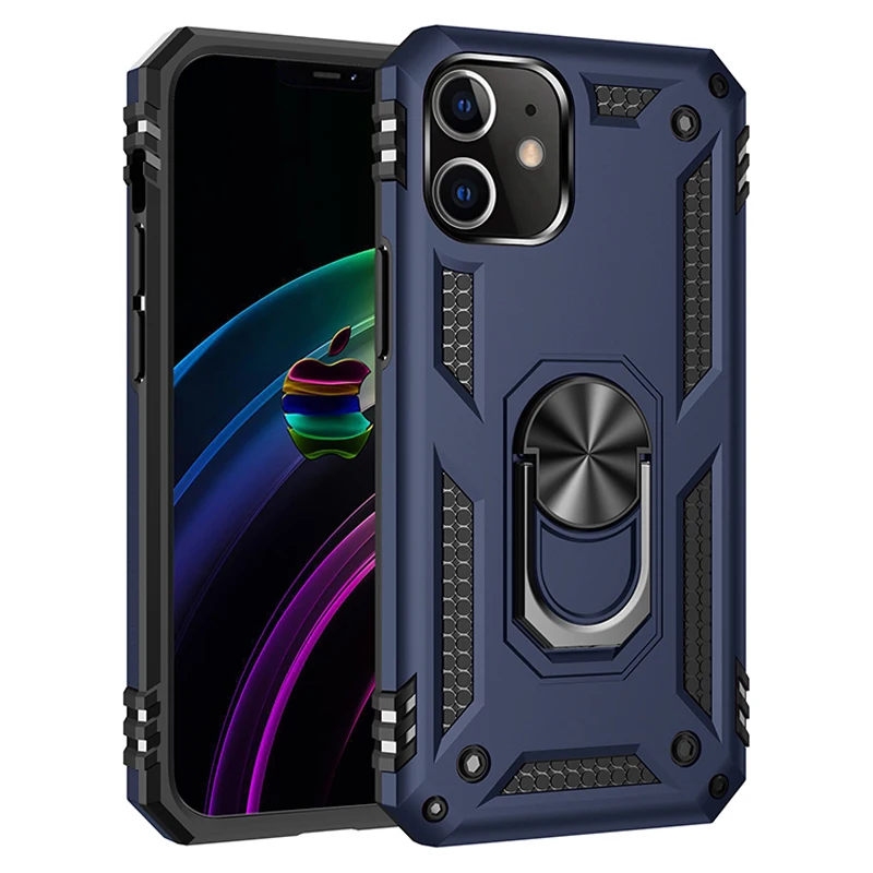 Coque blindée antichoc avec support de doigt, anneau métallique magnétique, pour iPhone 15 14 13 12 11 Pro XR XS Max X 7 8 6 Plus SE_voghion.com