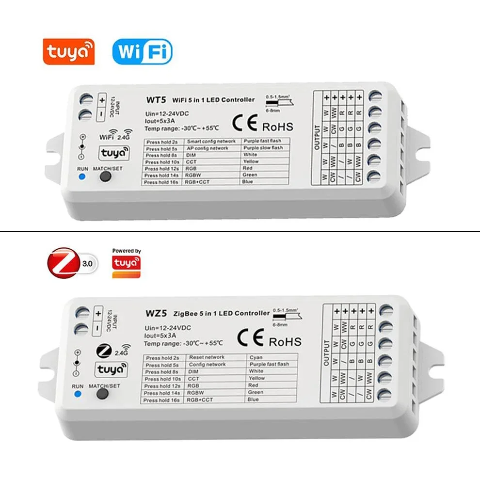 TUYA (Zigbee/Wifi)Smart Led Controller Single color DIM RGB RGBW RGBCCT Strip 2.4G RF Remote Google Echo Plus Voice Control rckgntvt002 remote control for kogan chiq changhong google tv u43h10 u50h10 u55h10 u58h10 u65h10 u75h9 ec43s1a ec50s1a