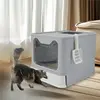 A76X-For Kittens, Cat Litter Box Stainless Steel Front Entry& Top Exit With Lid Toilet Box And Litter Scoop Easy Cleaning 4