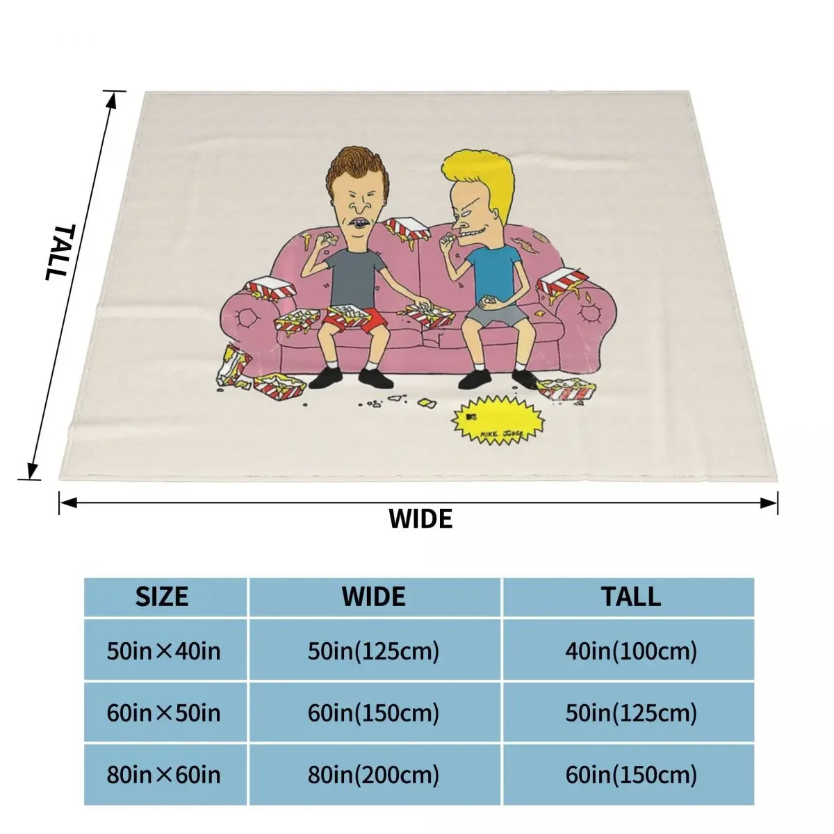 Beavis and Butt Head TV Blanket Flannel Meme Funny Snacks On Graphic Cozy Soft FLeece Bedspread 3