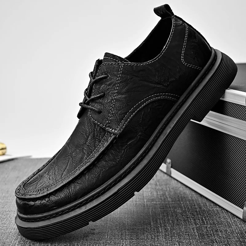 Casual Leather Shoes for Men Slip Comfy Lightweight Walking Shoes Lightweight _voghion.com