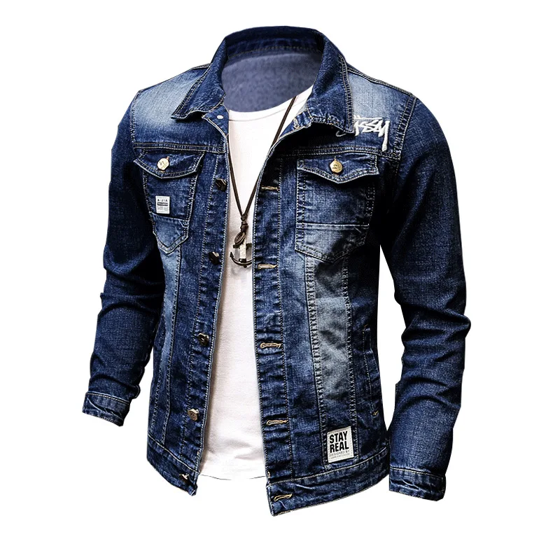 

2022 Musim Gugur Musim Dingin Mencuci Pria Remaja Korea Kasual Jaket Hip Hop Pakaian Denim Bordir Pria call Pria