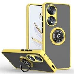 Armor Matte Shockproof Case with Ring Holder Stand - Magnetic Protection for Honor X7b 4G (Yellow)