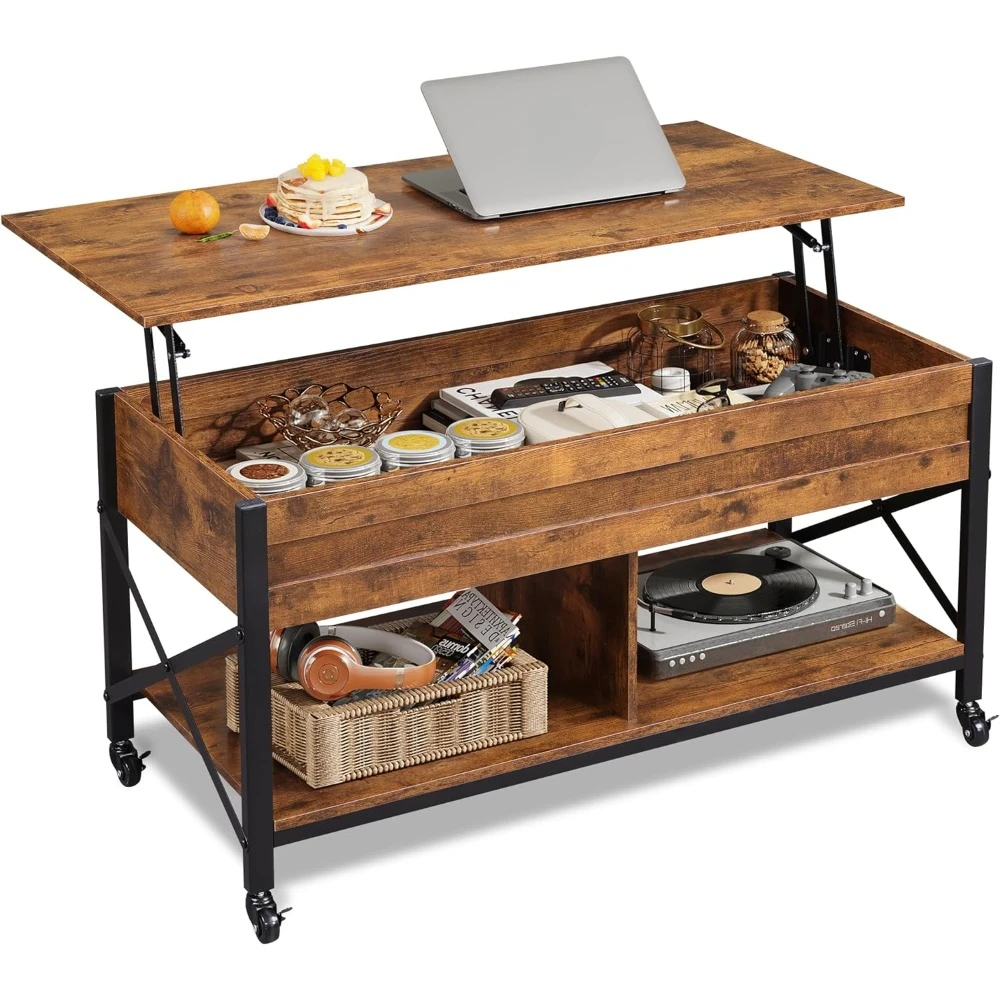 

Lift Top Coffee Table for Living Room, Coffee Table with Storage, Central Table with 4 Casters for Reception Room Free Shipping