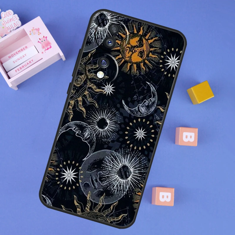 Psychedelic Sun and Moon Art Phone Case Back Cover