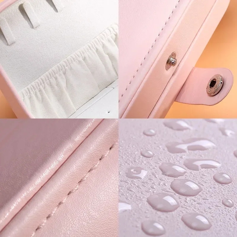 Portable jewelry box jewelry organizer display travel case boxes button leather storage zipper jewelers