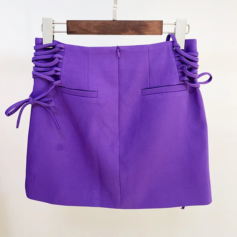 Women's Patchwork Crop Blazer Skirt Two Piece Sets
