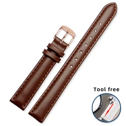 Premium Cowhide Leather Watch Band - Multi - Size Options - 16mm (Brown rose gold)