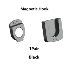 Magnetic Wall Mount Remote Control Holder and Hooks (Set of 2) (1 pair black)