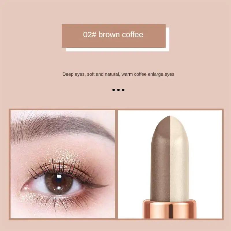 Professional 2 In 1 Double Color Gradient Velvet Eye Shadow Stick Lazy Makeup Waterproof Lasting Shimmer Metallic Eyeshadow