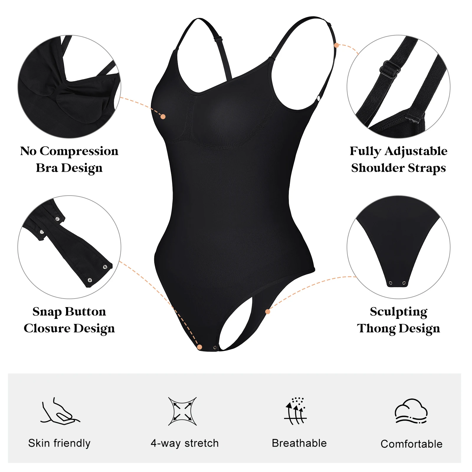 Waist trainer women body shaper sexy bodysuit Thong Low Back Seamless Bodysuit for Women Tummy Control