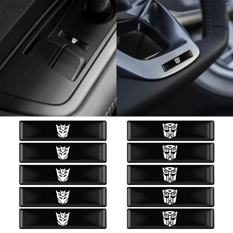 10Pcs Transformers Autobots Decepticons Emblem Badge Car Window Button Stickers Volante Auto Interior Styling Decoration