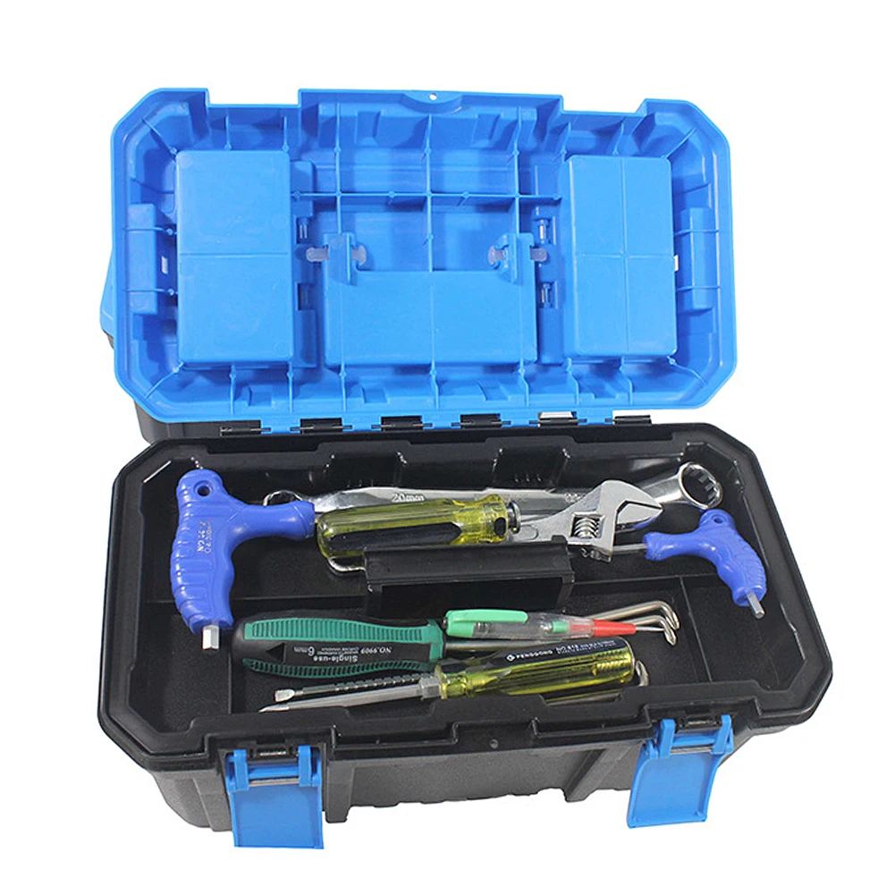 Plastic Tool Box Electrician Work Empty Toolbox Large-capacity Portable Tool Organizer Shockproof Toolbox Organizer Double Layer 6