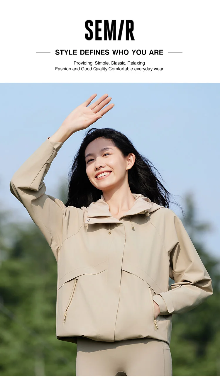Jacket Women Mid-Length Jacket Sleeves Loose-Fit Waterproof Oil-Resistant Stain-Resistant New Autumn Hooded Jacket