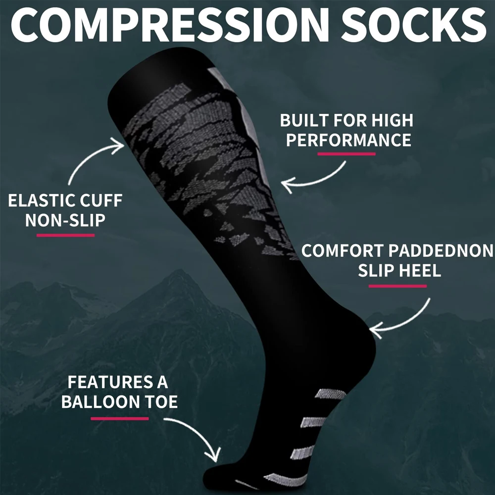 Compression socks 1Pair Compression Socks Circulation Nylon Medical Nursing Stockings Outdoor Cycling Fast-drying Breathable Sports