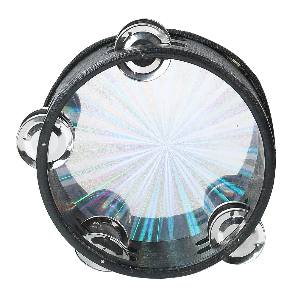 6 Inch Tambourine Handbell Drum Double Row Jingle Percussion Instrument for Kid Adults Orff Music Party Church Choir Performance