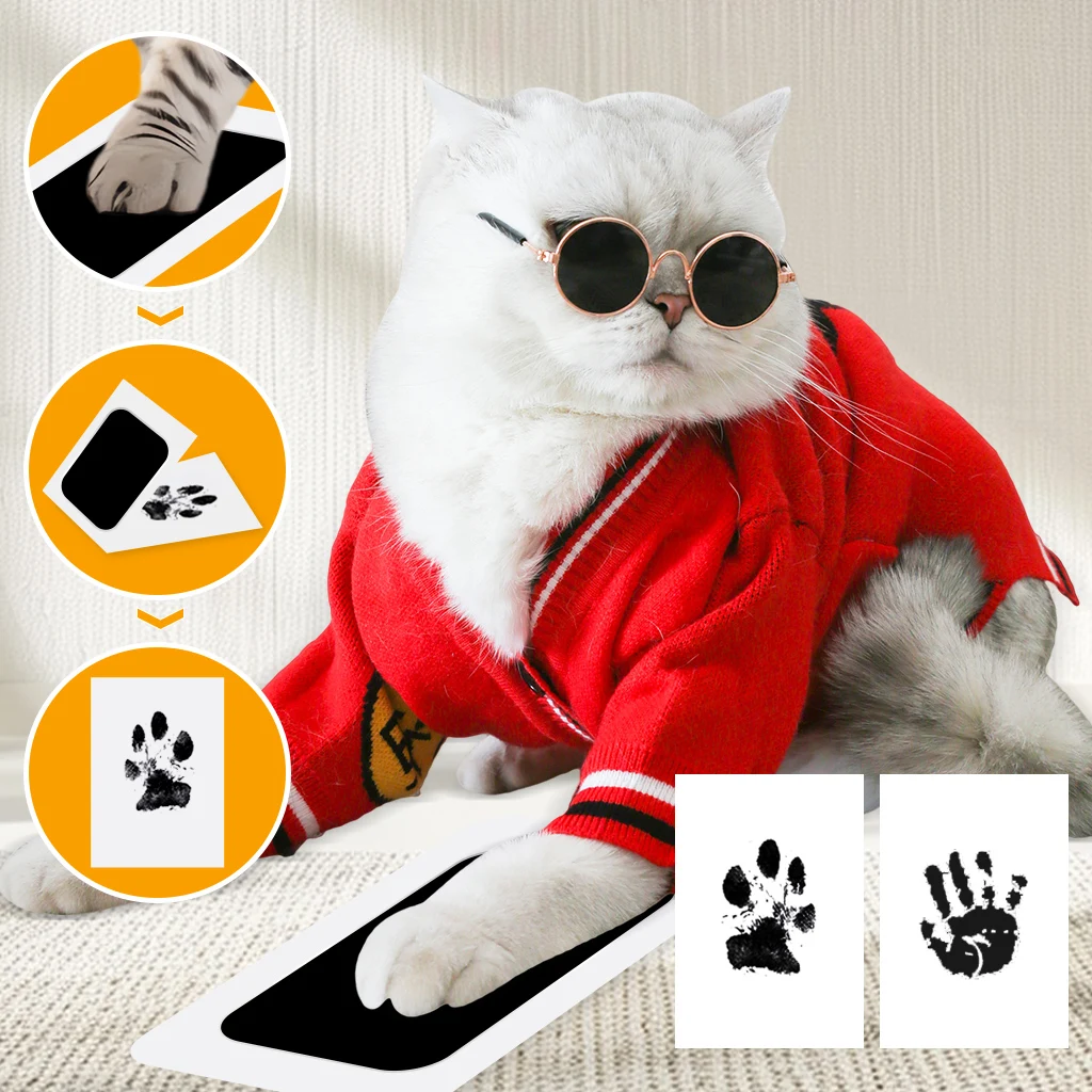 Pet Baby Handprint and Footprint Kit Clean Touch Ink Pad Non-Toxic Hand Stamp ink pads,pet print kit