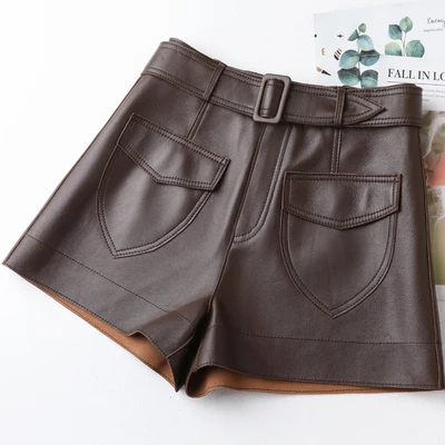 american eagle shorts 2022 New Autumn and Winter High Waist Loose and Thin A-line Wide Leg Pure Sheepskin Shorts J5 skorts Shorts