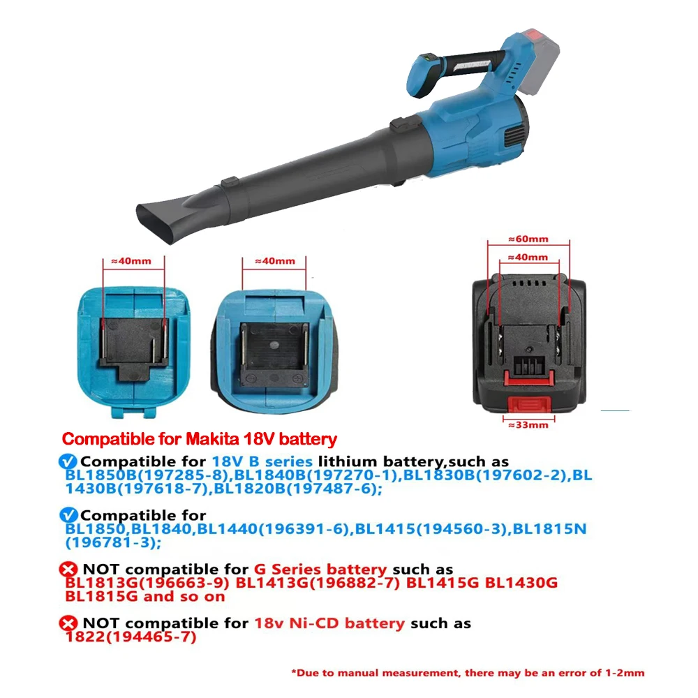 Brushless Electric Blower 3 Gears With LED Display Efficient Leaf Snow Dust Blowing Cleaning Power Tools Fit Makita 18V Battery air blower electric blower
