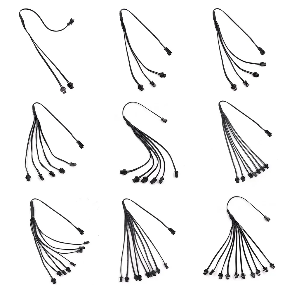 

1 to 2/3/4/5/6 Way Splitter Connectors One Inverter Connect Male to Female Connector SM Leadwire Cable for EL Wire Neon Light