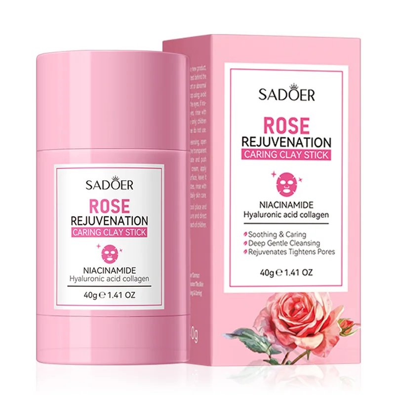 SADOER Rose Face Masks Stick Clay Mask Shrink Pores Deep Blackhead Remover Facial Cleansing Moisturizing