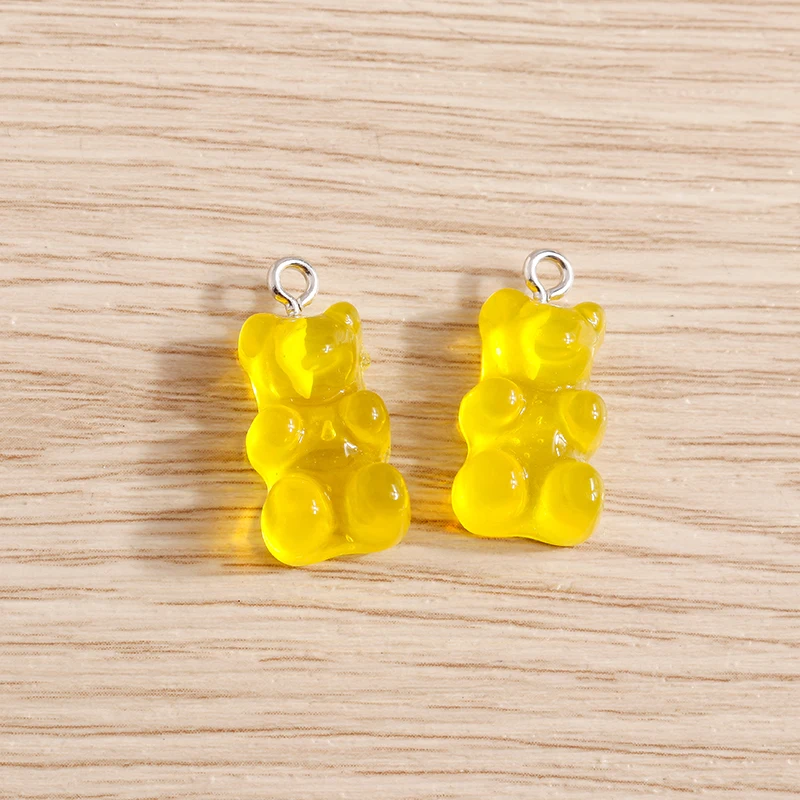 Tusember 10 Stück süße glänzende bunte Harz Gummibärchen Charms Anhänger für Schmuck Halskette DIY Armband Ohrringe Zubehör Handwerk – Detail 22
