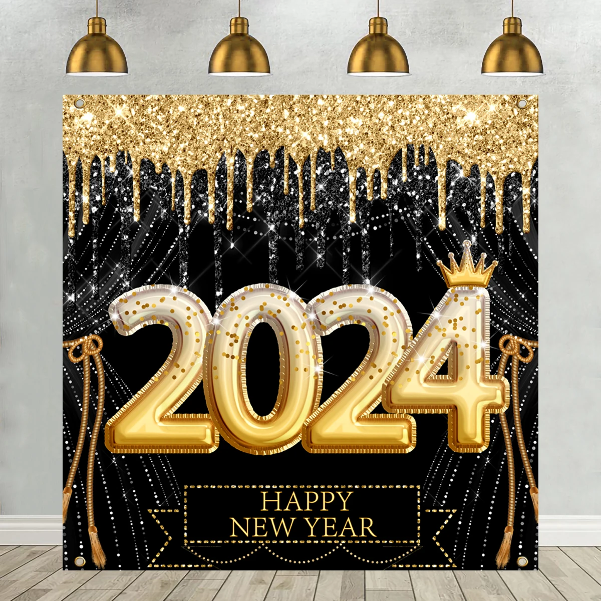 2024 Happy New Year Backdrop New Years Eve Party Supplies 2024 New