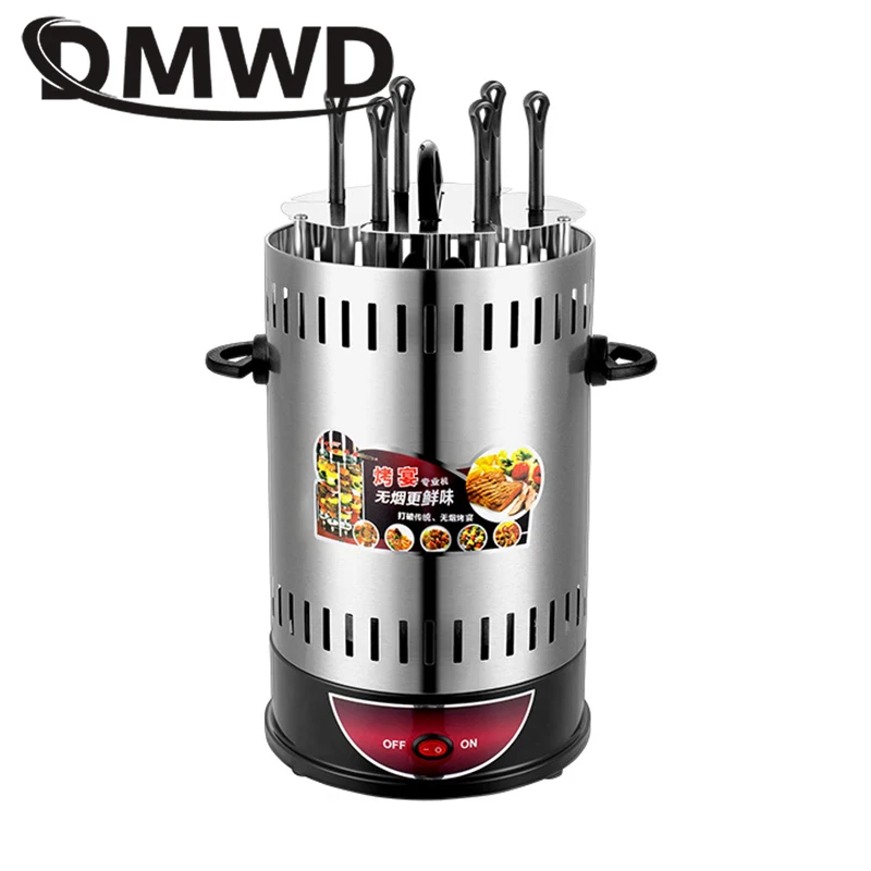 DMWD Electric Grill Oven Barbecue Machine Skewer Kebab BBQ Smokeless Indoor Outdoor Automatic Rotating Heating Stove With Timer 4