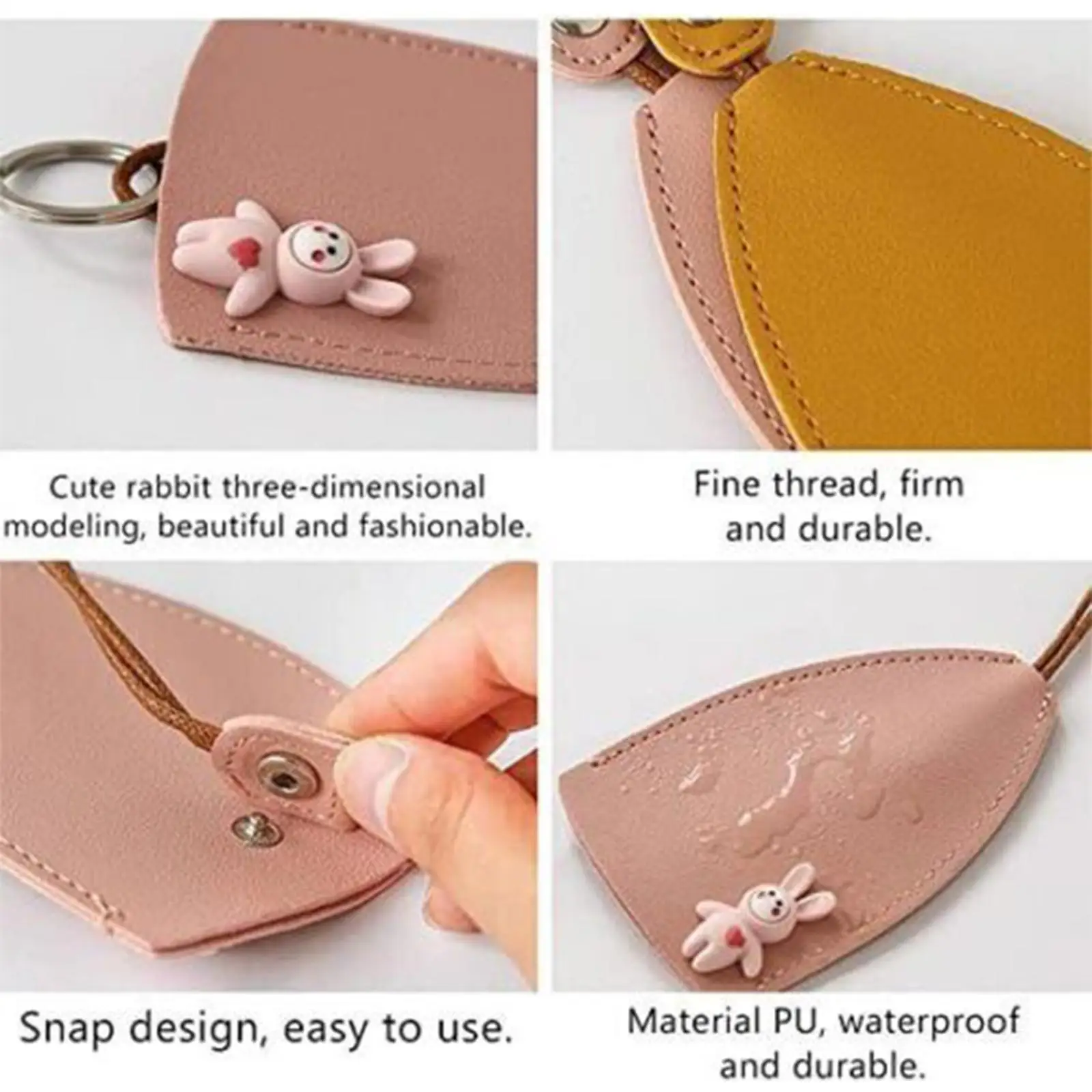 Creative Pull Out Keychain Key Sleeve, Cartoon Pu Leather