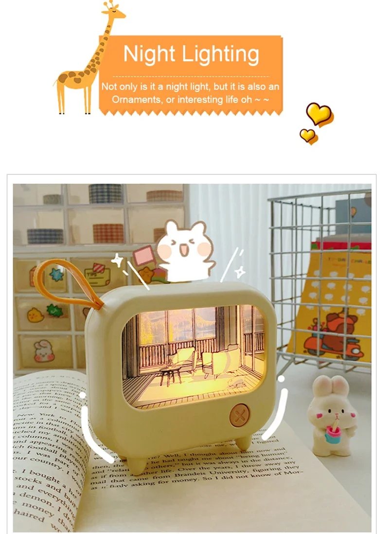 Description Picture 3 of itemTV Painting Led Night Light Cute Cartoon Decoration Night Light Living Room Desktop Home Atmosphere Bedside Table Lamps