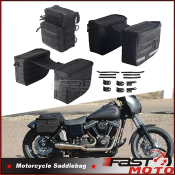 Borsa portaoggetti per sella per manubrio stile club moto Borsa laterale per bagagli in nylon balistico da 1680 denari per Harley Cafe Racer