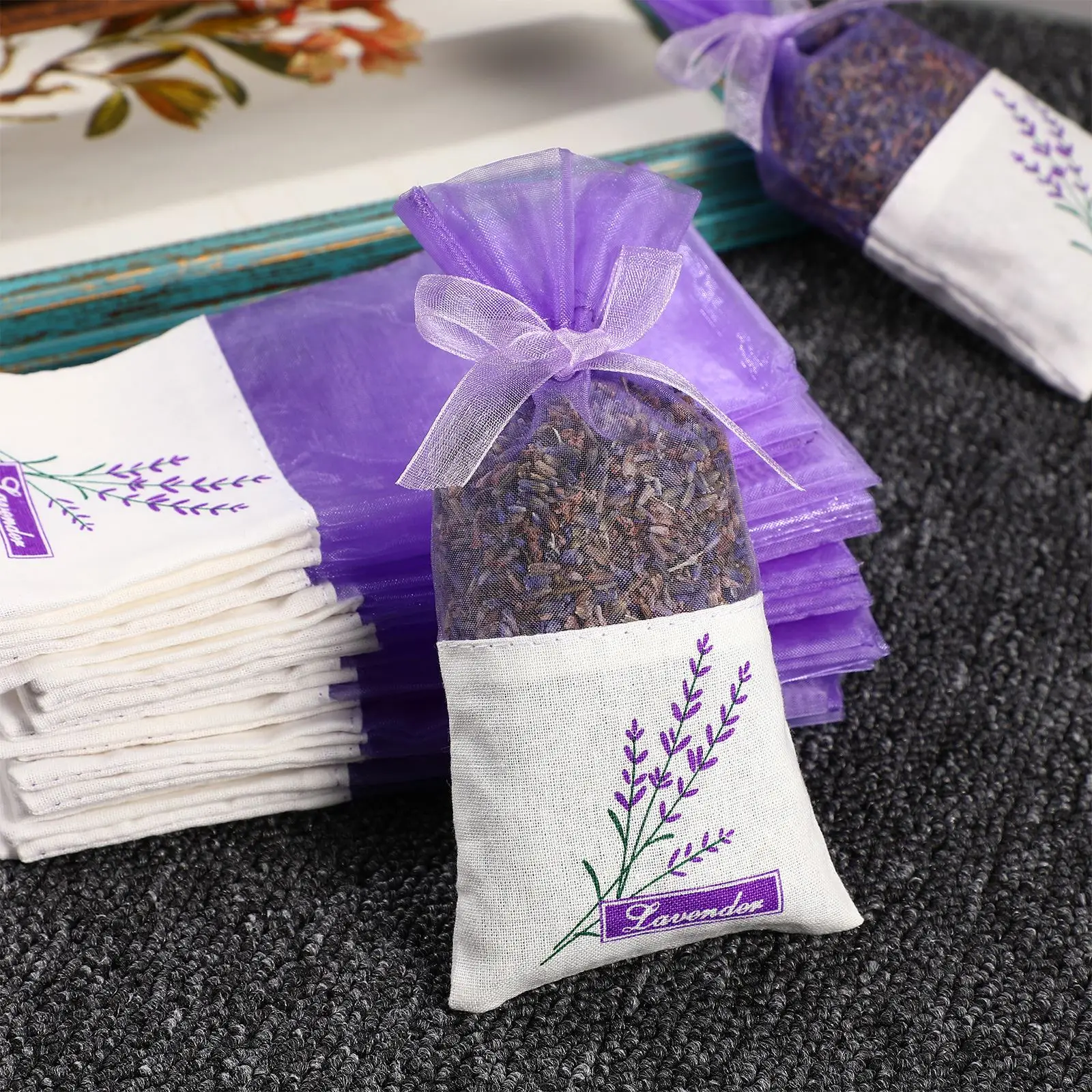30pcsLavenderFlowerSachetBagsFlowerPrintingLavenderFragrance