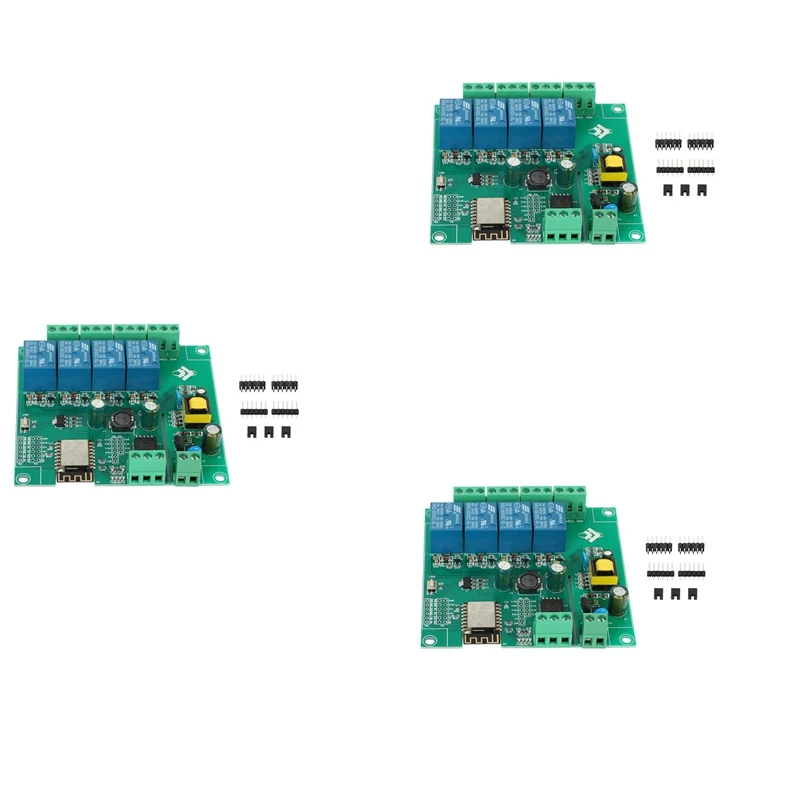 

Горячая Распродажа, 3x ESP8266 беспроводной 4-канальный Релейный модуль с Wi-Fi, умная плата для Arduino, источник питания переменного/постоянного тока 5 В/8-80 в