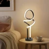 Small Unique Bedside Dimmable LED Table Lamp with Plug, Modern Desk Lamp for Girls Room, Living Room, Dresser 1