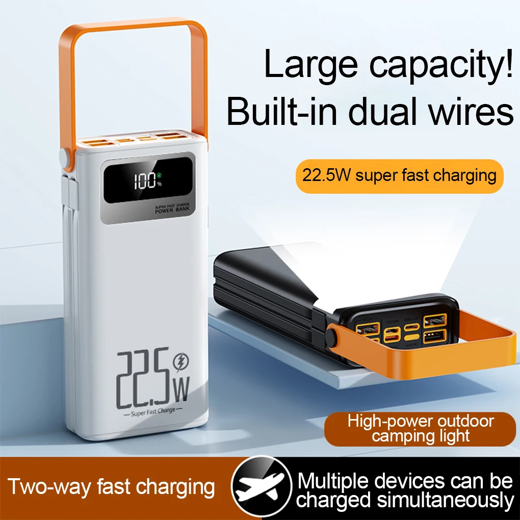 22.5W 빠른 충전 발전소 20000mAh 휴대용 전원 은행 태양열 발전기 LED 캠핑 Phon 야외 비상 전원 은행