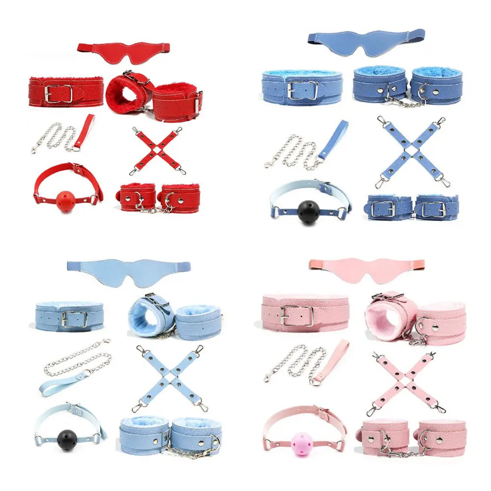 

7Pcs BDSM Bondage Kit Fetish Adult Game Sex Toys Restrain Handcuffs Whip Mouth Gag Slave Training Tools Erotic Accessories 18+