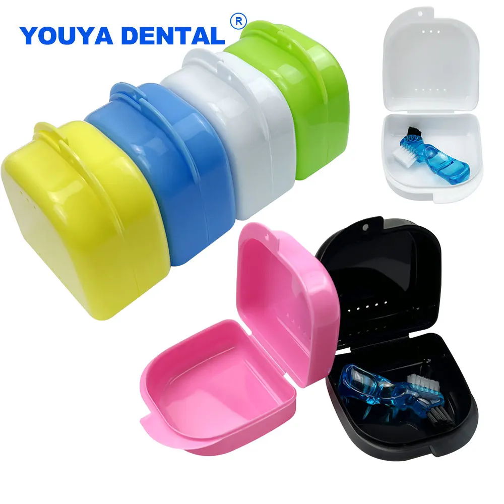 Multiple Colors Large Denture Storage Box Plastic Mouth Guard Braces Hook Container Air Vent Holes False Teeth Protective Box 1