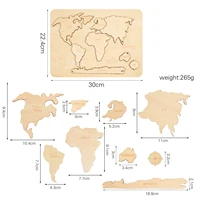 1 Set Wooden Center World Map Puzzle Baby Toy Montessori Educational Cognition Intelligence Puzzle Game For Children Toys 2