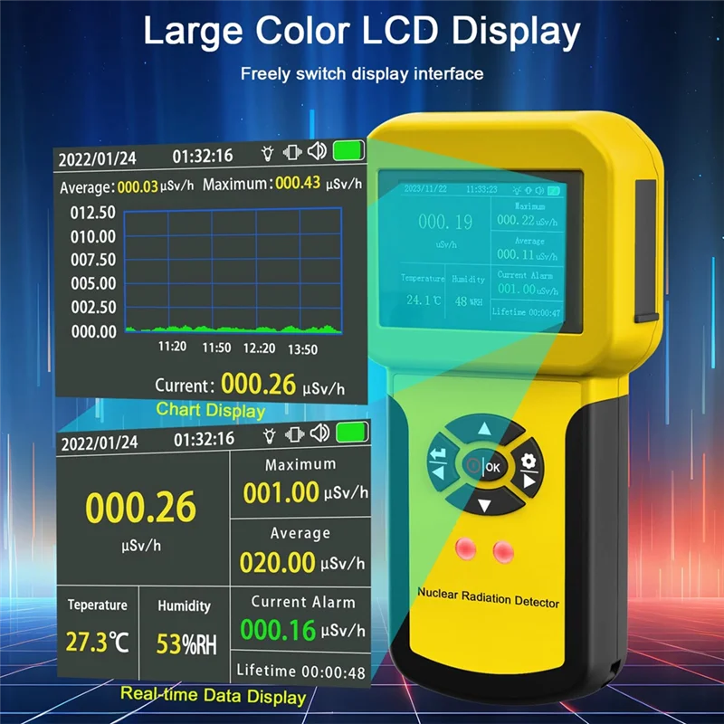 Professional Nuclear Radiation Detector Geiger Counter Radiation Detector &Beta; Y X-Ray Gamma, With Alarm Set,