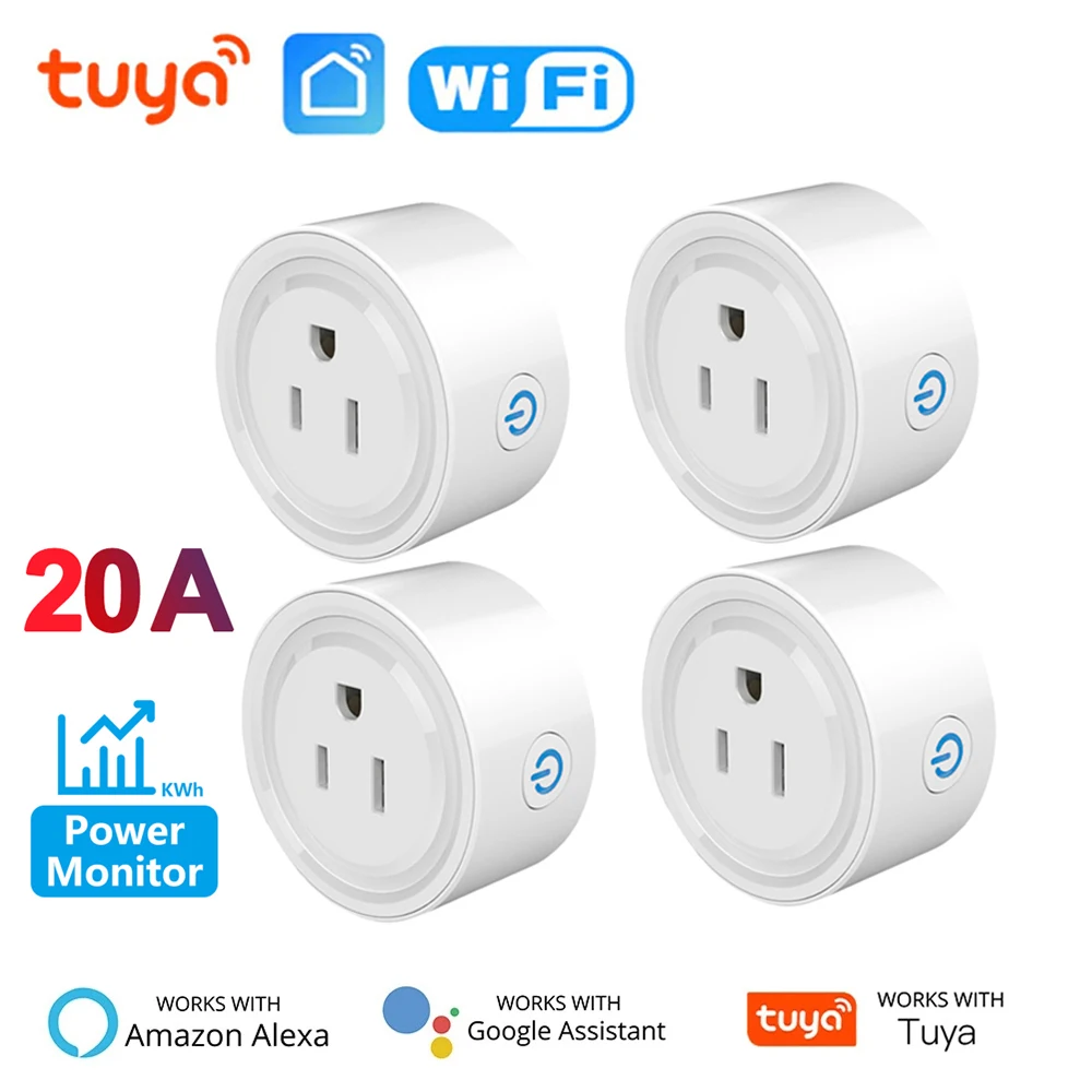Смарт-розетка Tuya с Wi-Fi, 20 А, с монитором питания