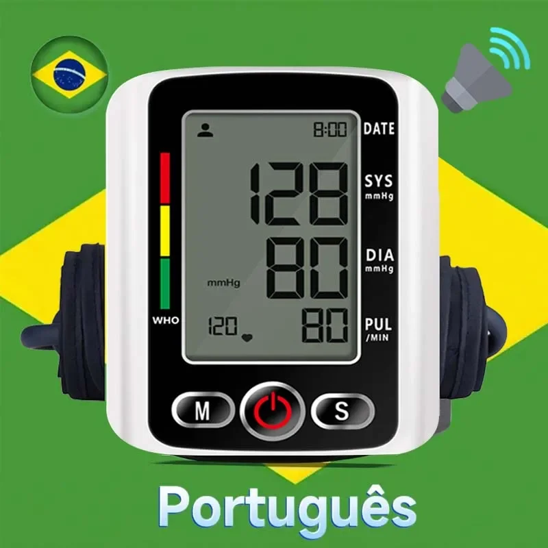 Russian / Arabic / Spanish Portuguese Voice Broadcast Tonometer LED Arm Blood Pressure Monitor BP Monitor Sphygmomanometer