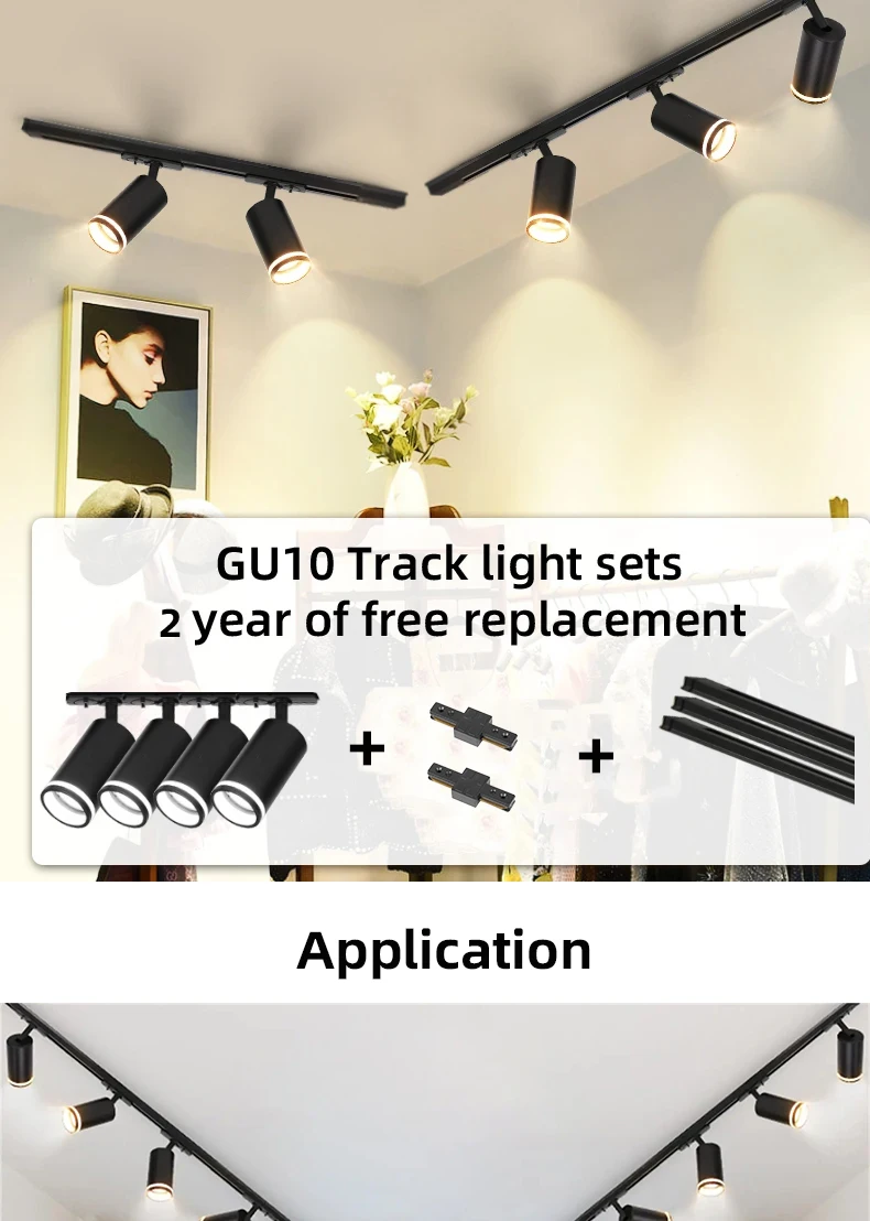 Description Picture 2 of itemTrack Light Spotlight GU10 Replaceable Bulb Led Ceiling Lighting 110-265V Track Lamp Rail Lighting for Living Room Shop Kitchen