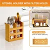 Bamboo Dish Drying Rack with Utensil Holder, 3 Tier Collapsible Dish Rack, Wooden Dish Racks for Kitchen Counter 3